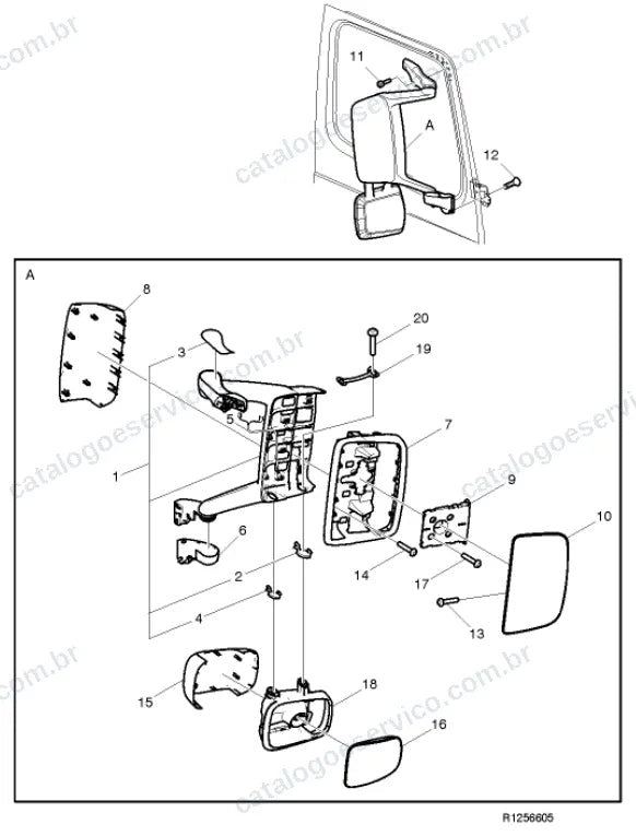 Vista explodida – carroceria, cabina e interior – Catálogo de Peças Volvo FH 420