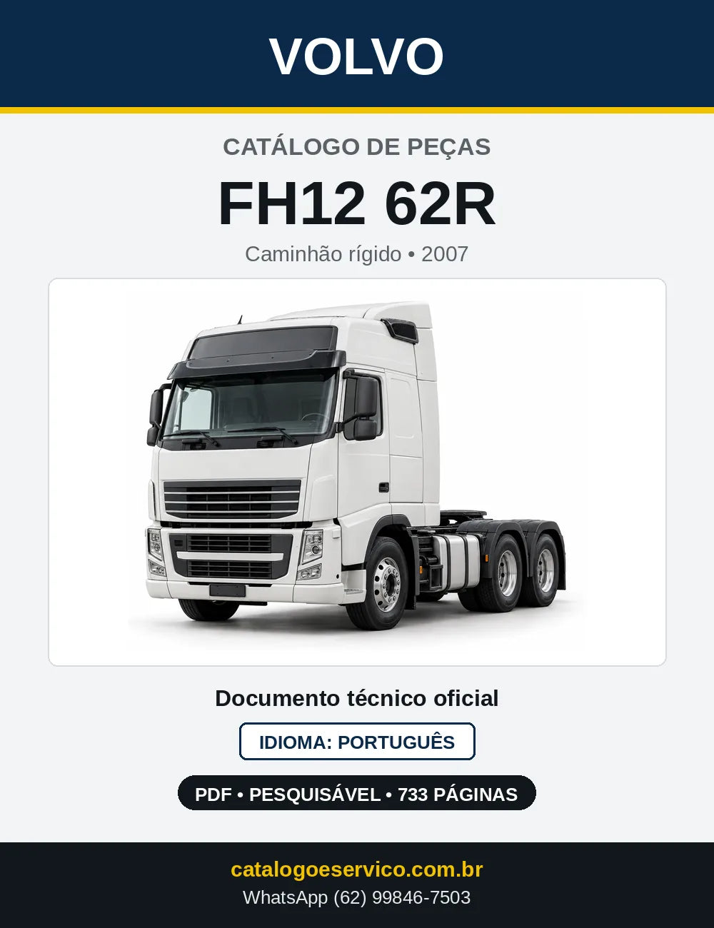 Capa do Catálogo de Peças Volvo FH12 62R – caminhão