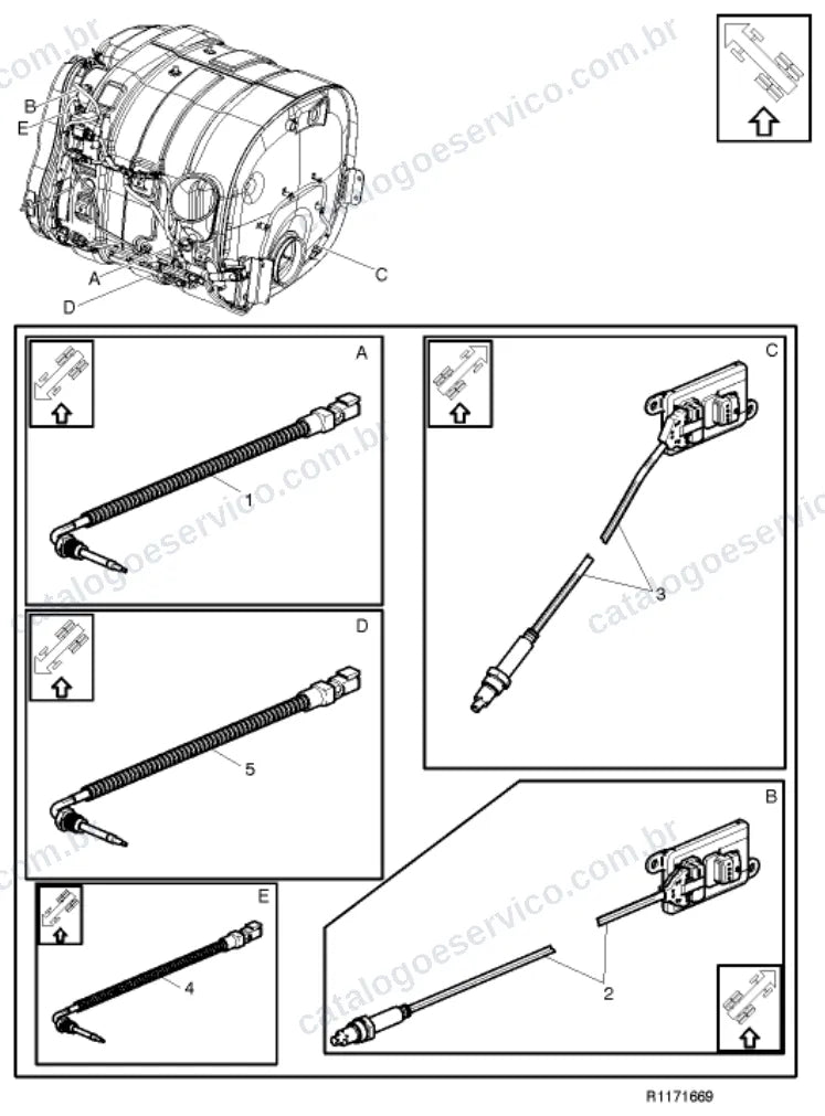 Vista explodida – motor com suporte ou coxim e equipamento – Catálogo de Peças Volvo FH4 420