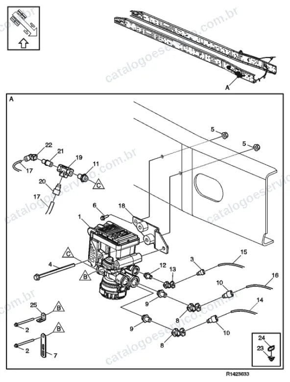 Vista explodida – freio – Catálogo de Peças Volvo FH4 520