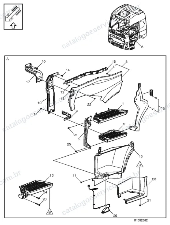 Vista explodida – carroceria, cabina e interior – Catálogo de Peças Volvo FH (4)