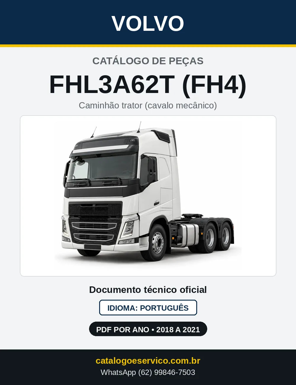 Capa do Catálogo de Peças Volvo FHL3A62T (FH4) – caminhão