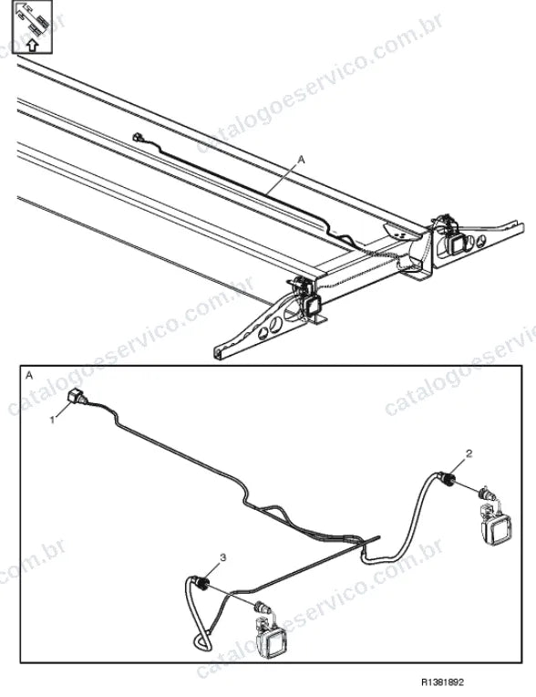 Vista explodida – sistema elétrico, iluminação e instrumentos – Catálogo de Peças Volvo FHL3A64R (FH4)