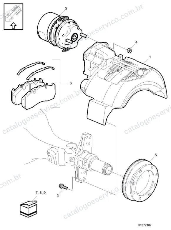 Vista explodida – freio – Catálogo de Peças Volvo FL 280