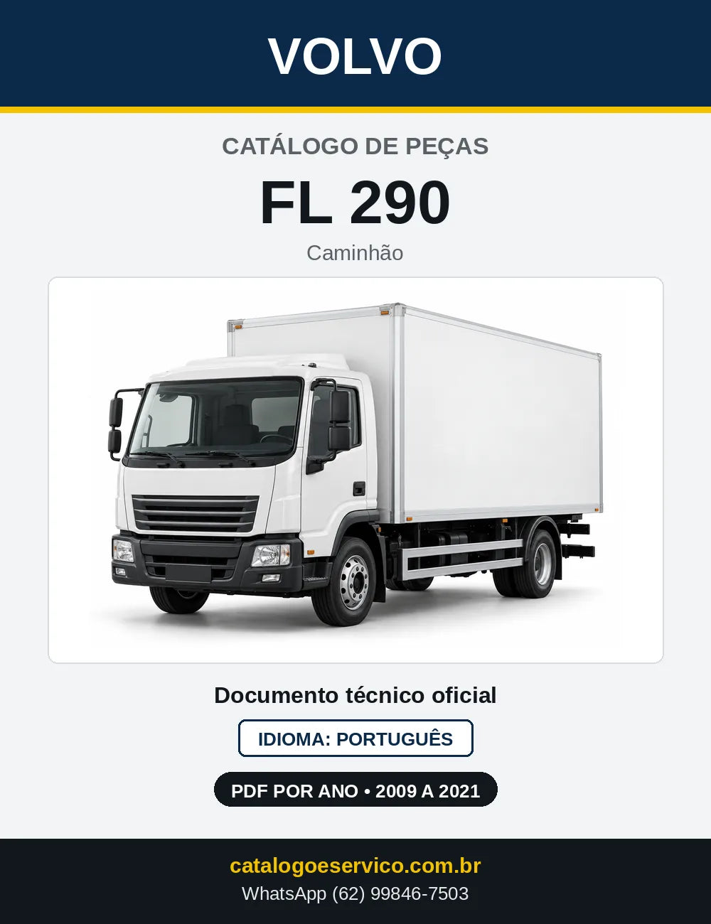 Capa do Catálogo de Peças Volvo FL 290 – caminhão