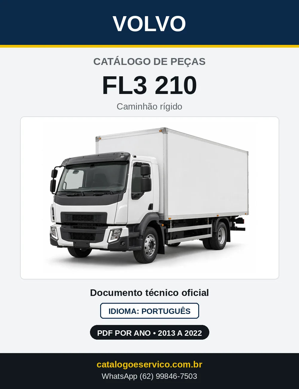 Capa do Catálogo de Peças Volvo FL3 210 – caminhão
