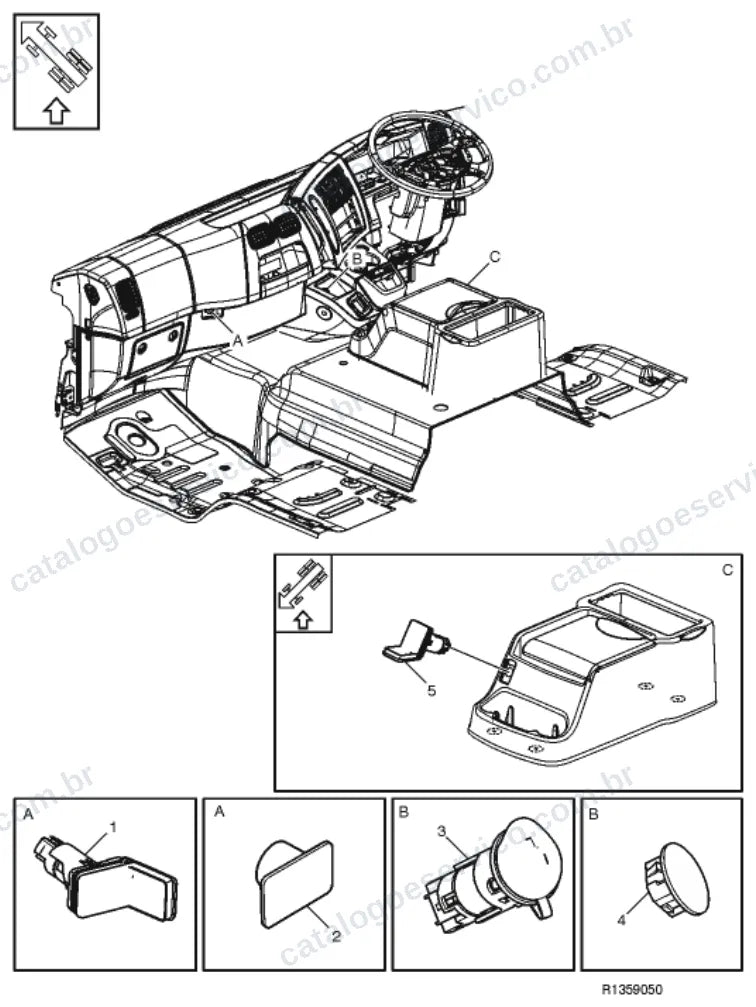 Vista explodida – sistema elétrico, iluminação e instrumentos – Catálogo de Peças Volvo FLE 42R (FLE3)