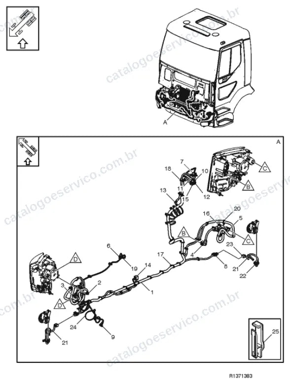 Vista explodida – sistema elétrico, iluminação e instrumentos – Catálogo de Peças Volvo FLE (3)