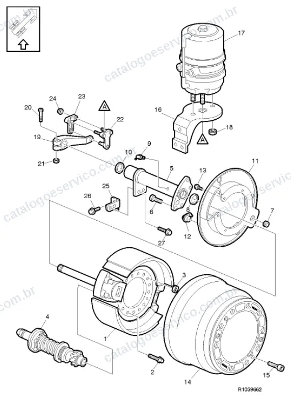 Vista explodida – freio – Catálogo de Peças Volvo FM 300
