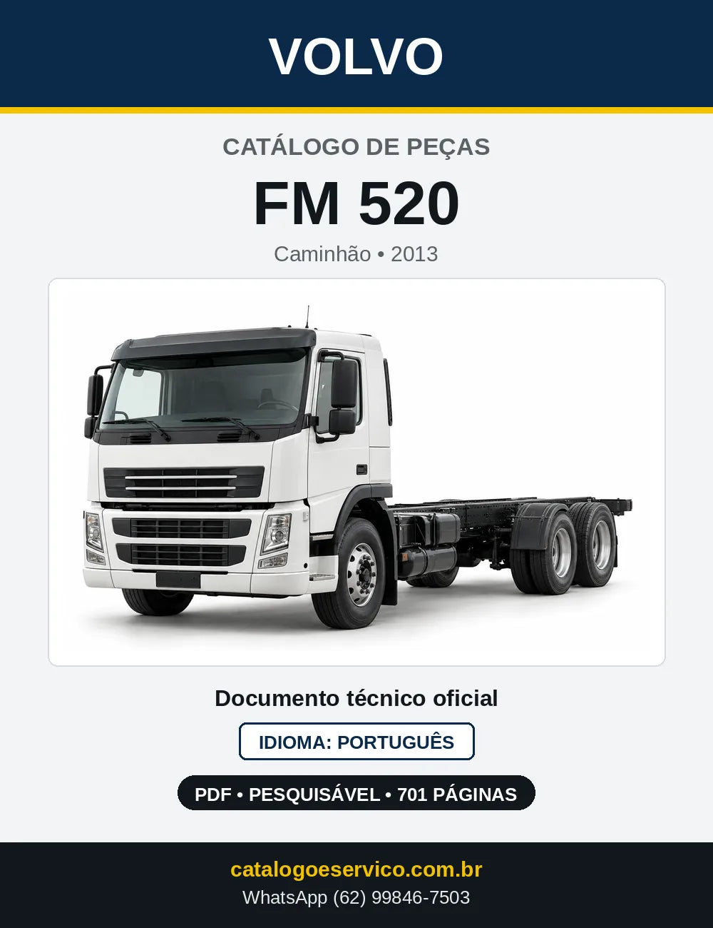 Capa do Catálogo de Peças Volvo FM 520 – caminhão