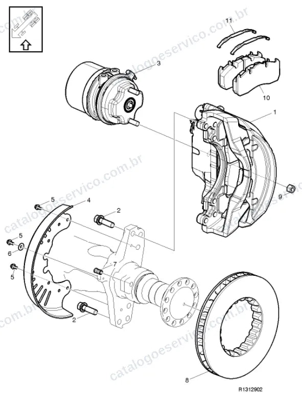 Vista explodida – freio – Catálogo de Peças Volvo FM11 42R