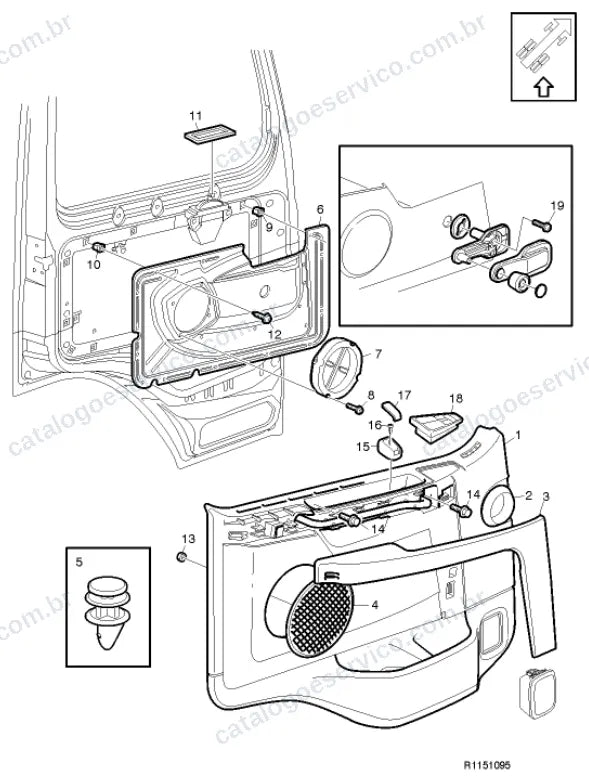 Vista explodida – carroceria, cabina e interior – Catálogo de Peças Volvo FM11 44T