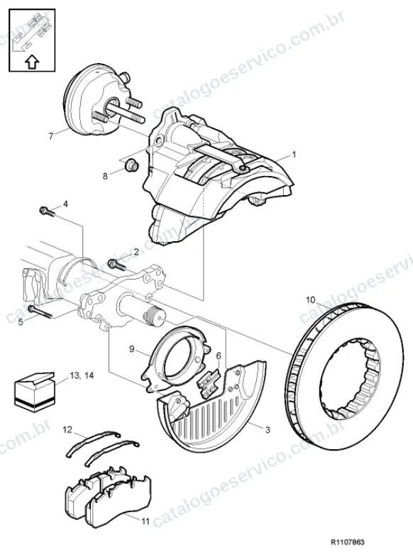 Vista explodida – freio – Catálogo de Peças Volvo FM11 62R