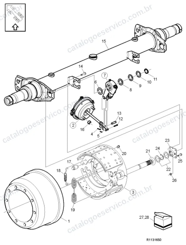 Vista explodida – freio – Catálogo de Peças Volvo FM11 62T