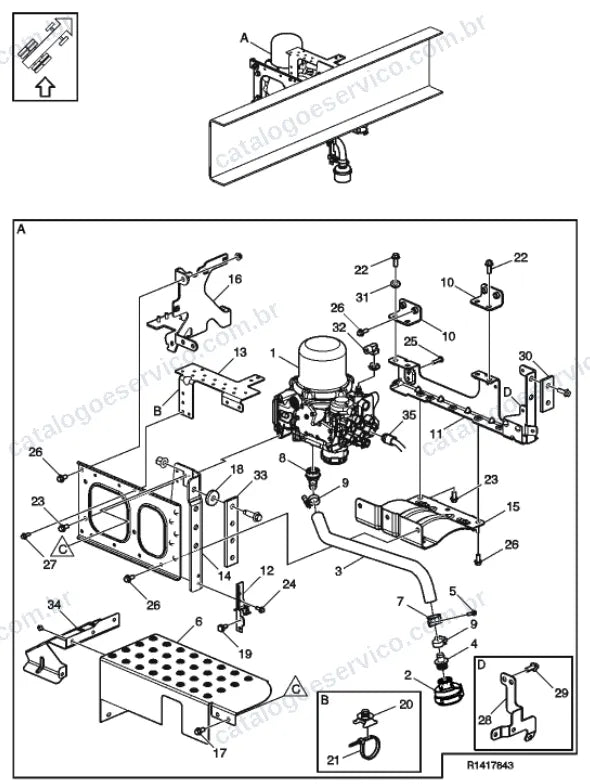 Vista explodida – freio – Catálogo de Peças Volvo FM11A62R (FM4)