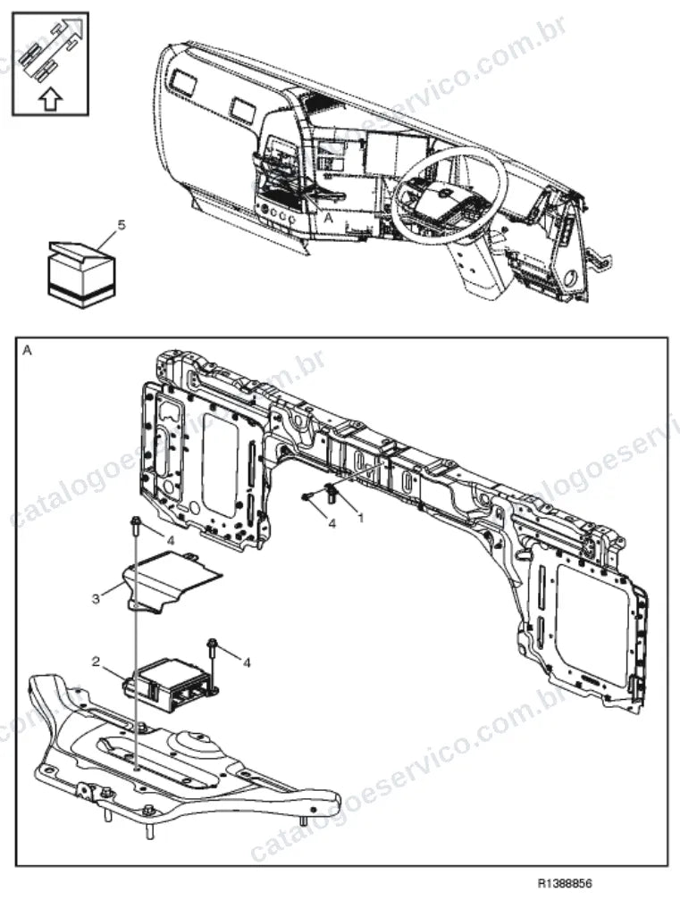 Vista explodida – carroceria, cabina e interior – Catálogo de Peças Volvo FM11B42T (FM4)