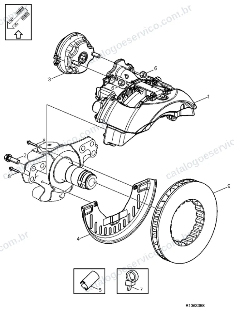 Vista explodida – freio – Catálogo de Peças Volvo FM4 430