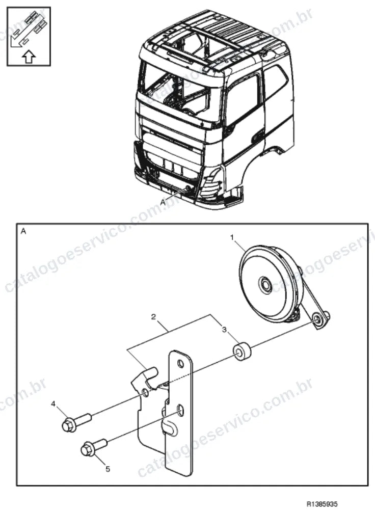 Vista explodida – sistema elétrico, iluminação e instrumentos – Catálogo de Peças Volvo FM4 440