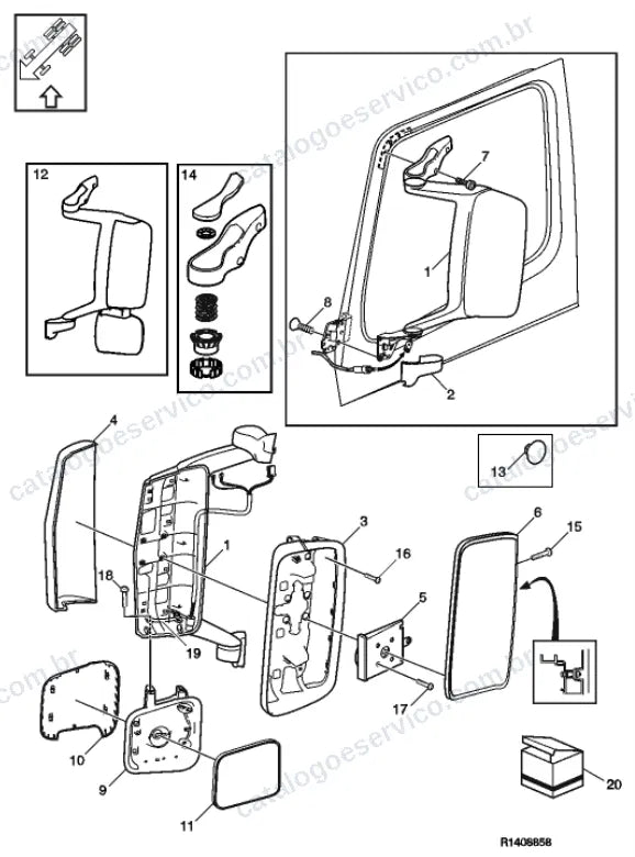 Vista explodida – carroceria, cabina e interior – Catálogo de Peças Volvo FM4 450