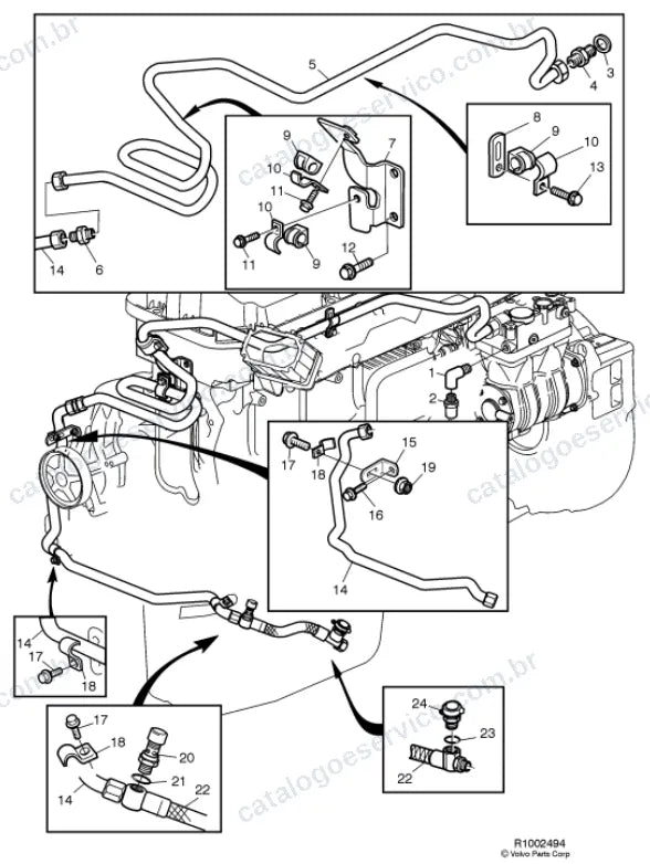 Vista explodida – freio – Catálogo de Peças Volvo FM9 64R
