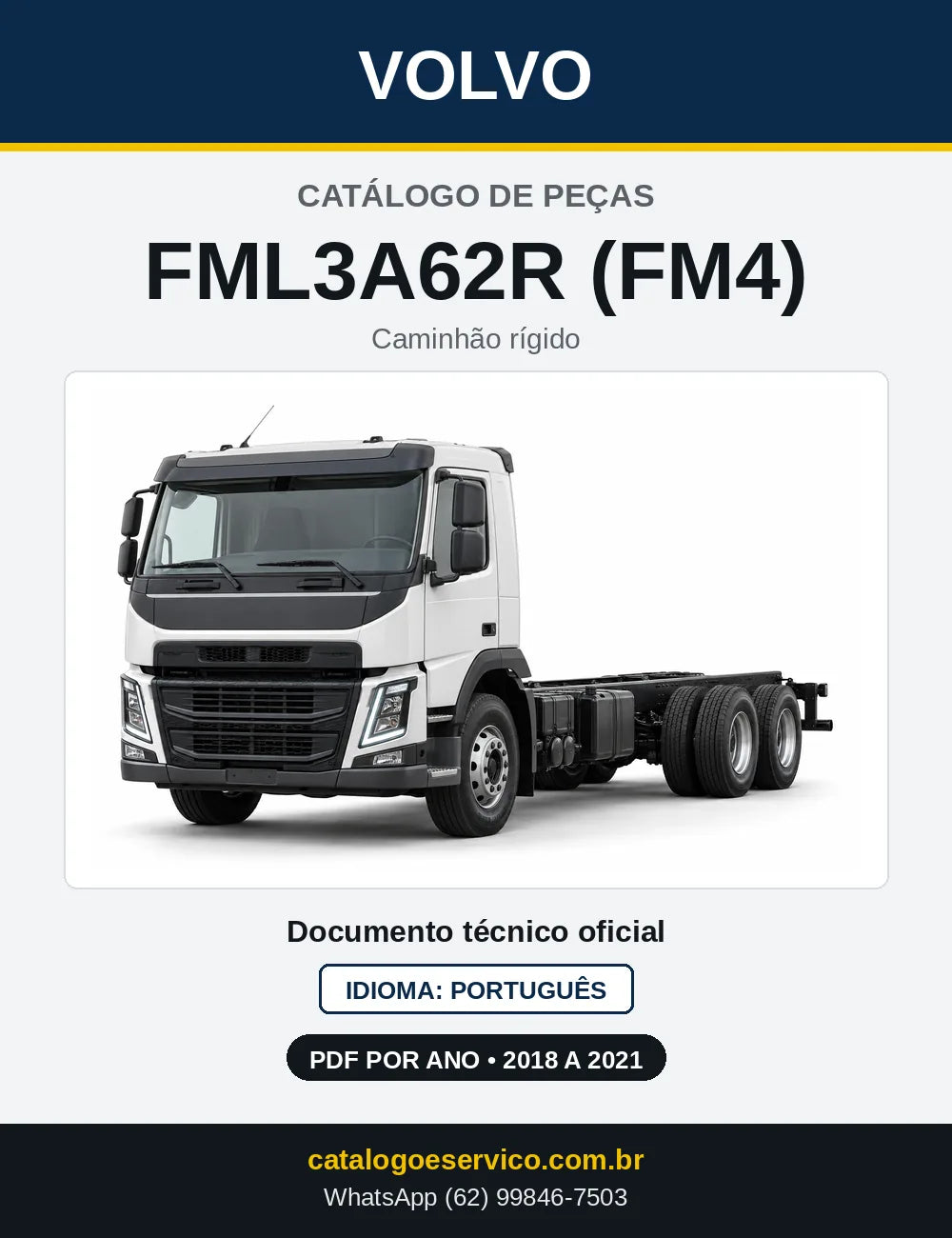 Capa do Catálogo de Peças Volvo FML3A62R (FM4) – caminhão