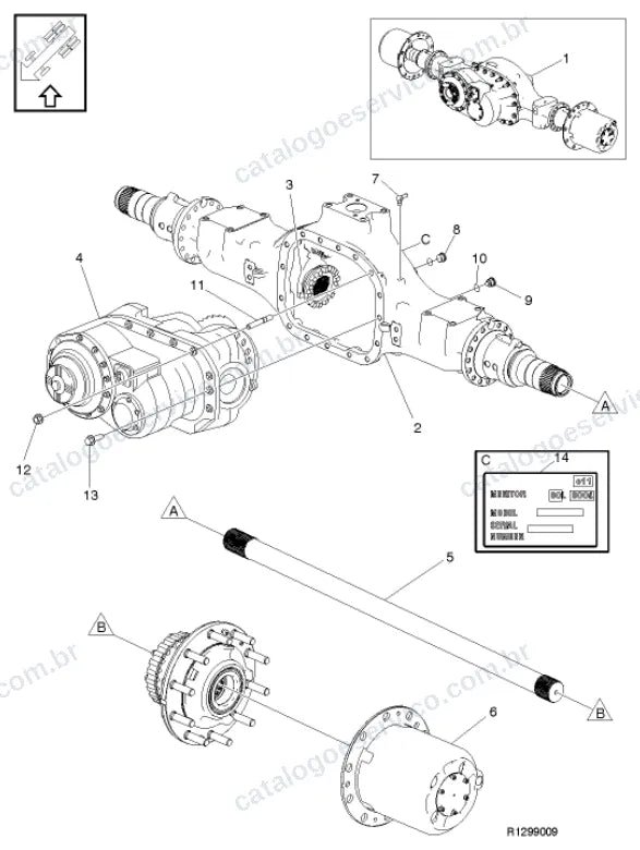Vista explodida – transmissão – Catálogo de Peças Volvo FMX1144R