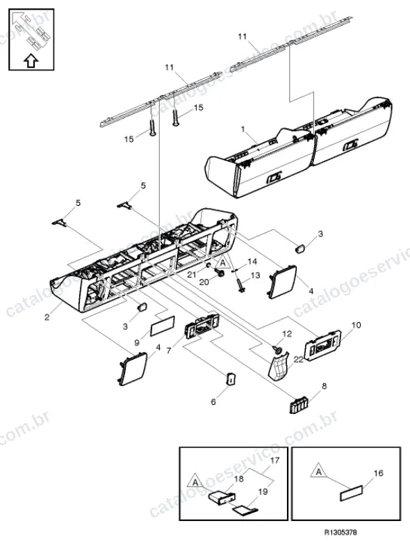 Vista explodida – carroceria, cabina e interior – Catálogo de Peças Volvo FMX1162T