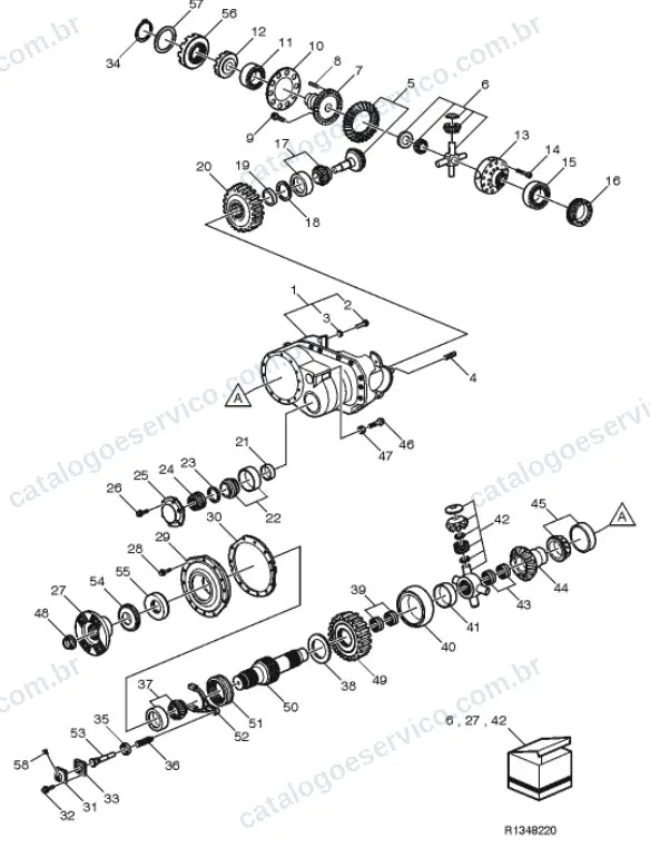 Vista explodida – transmissão – Catálogo de Peças Volvo FMX1166R