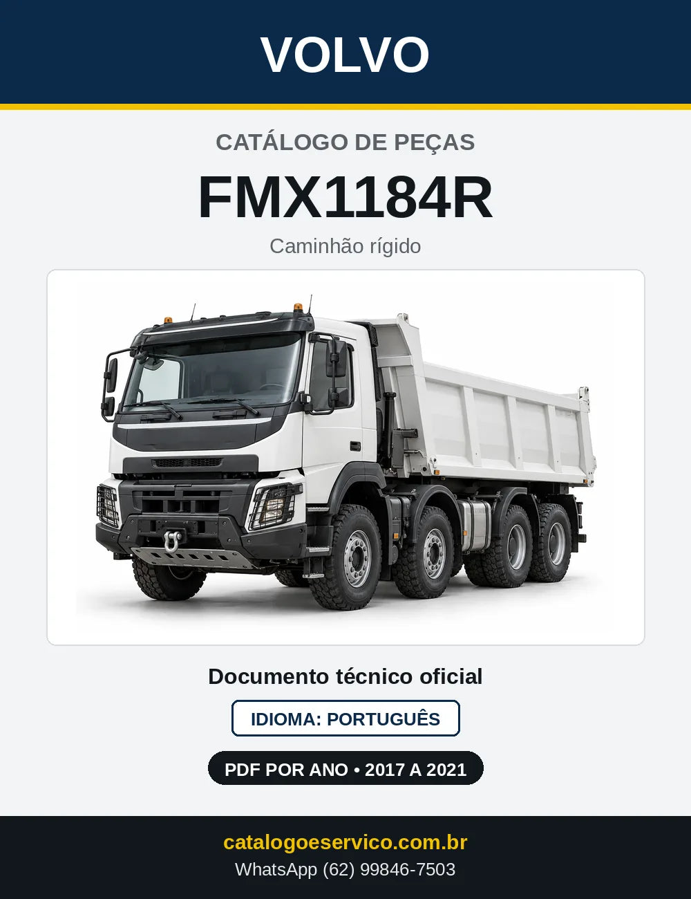 Capa do Catálogo de Peças Volvo FMX1184R – caminhão