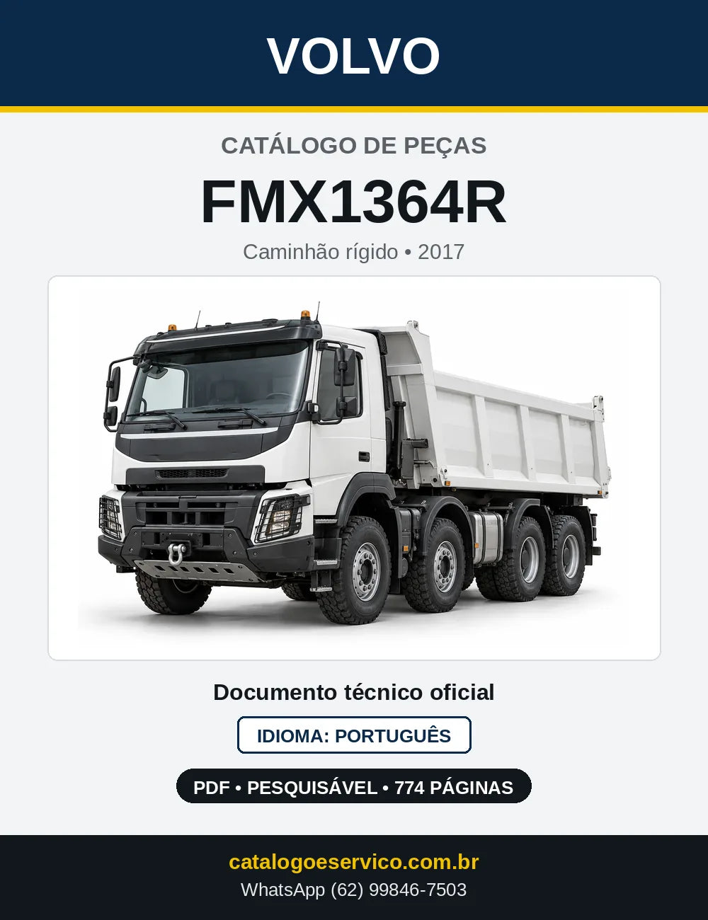 Capa do Catálogo de Peças Volvo FMX1364R – caminhão