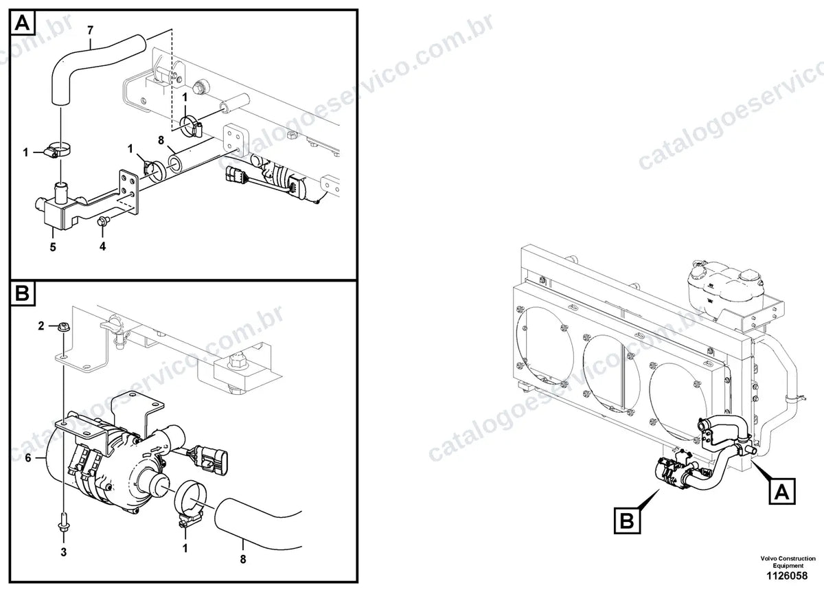Vista explodida – motor – Catálogo de Peças Volvo JL120HZ