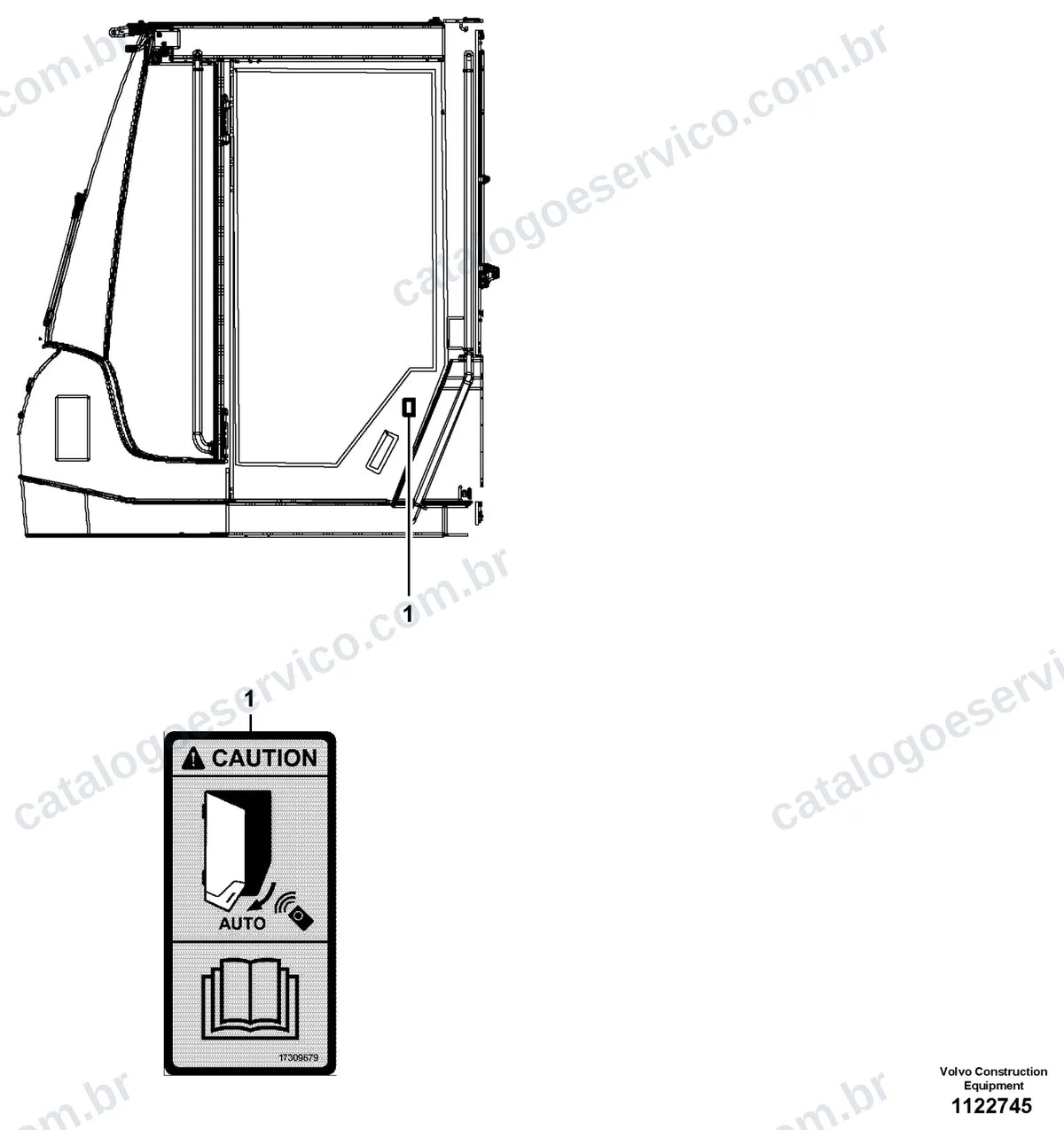 Vista explodida – cabine, carroceria e acessórios – Catálogo de Peças Volvo L150K