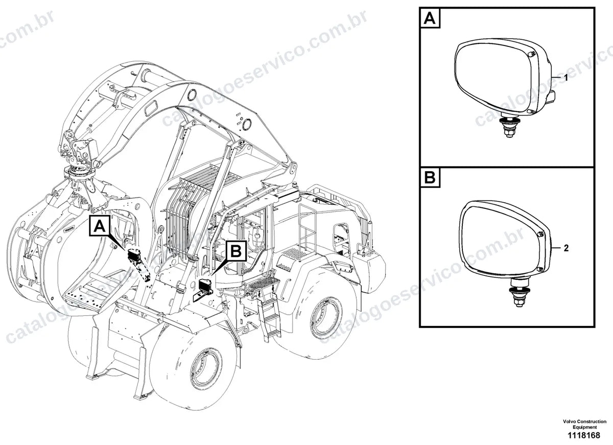 Vista explodida – sistema elétrico e eletrônico – Catálogo de Peças Volvo L200H HL