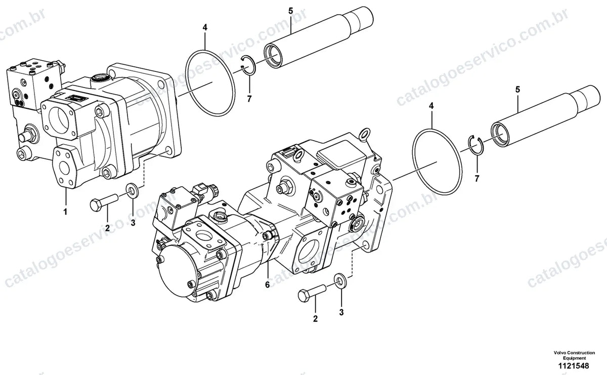 Vista explodida – sistema hidráulico e equipamento de trabalho – Catálogo de Peças Volvo L200H HL