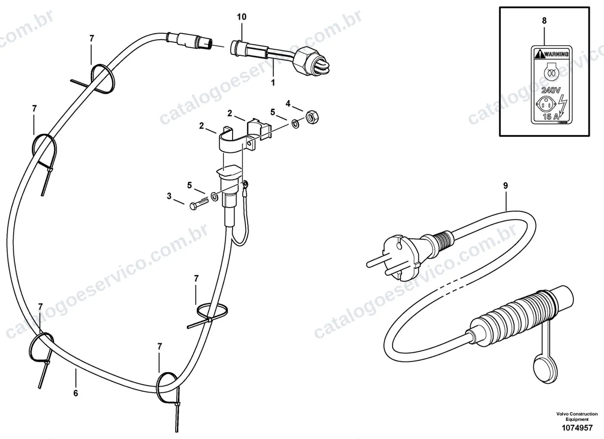 Vista explodida – motor – Catálogo de Peças Volvo L20H