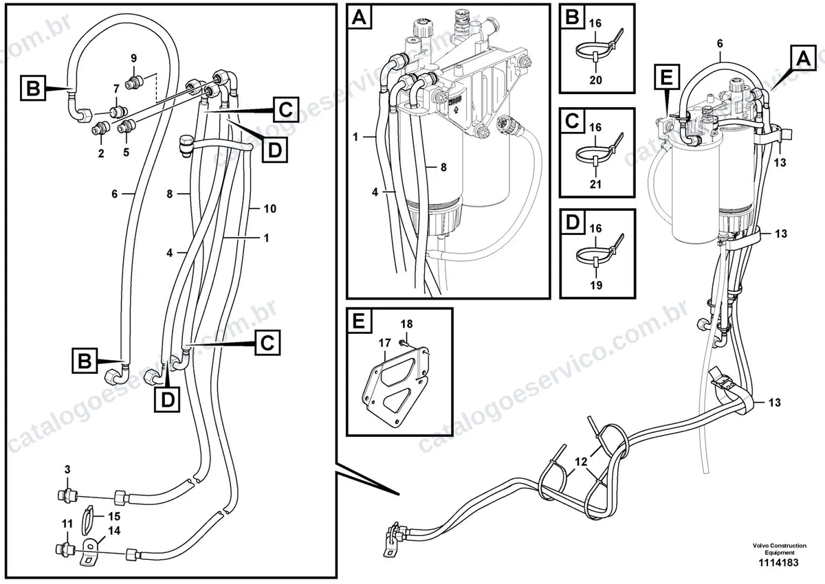 Vista explodida – motor – Catálogo de Peças Volvo L260H