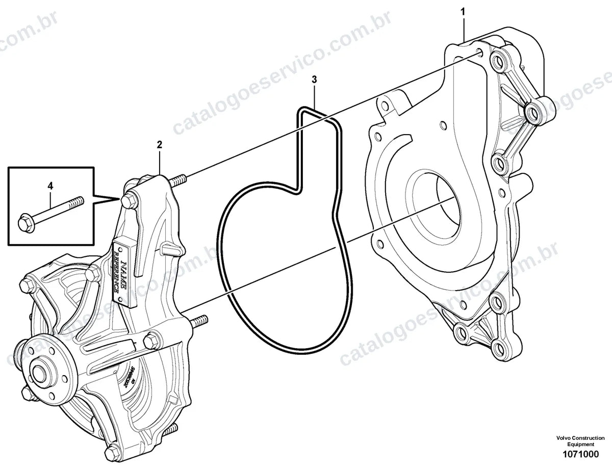 Vista explodida – motor – Catálogo de Peças Volvo L260K