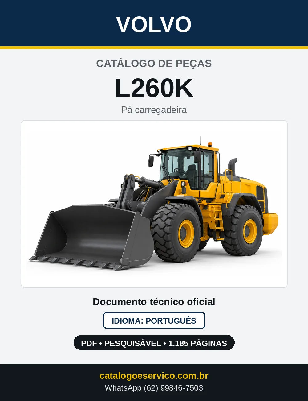Capa do Catálogo de Peças Volvo L260K – pá carregadeira