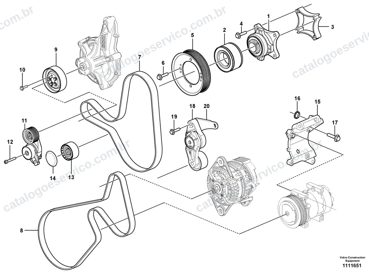 Vista explodida – motor – Catálogo de Peças Volvo L350H