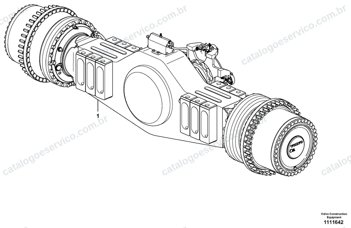 Vista explodida – transmissão de força – Catálogo de Peças Volvo L350H