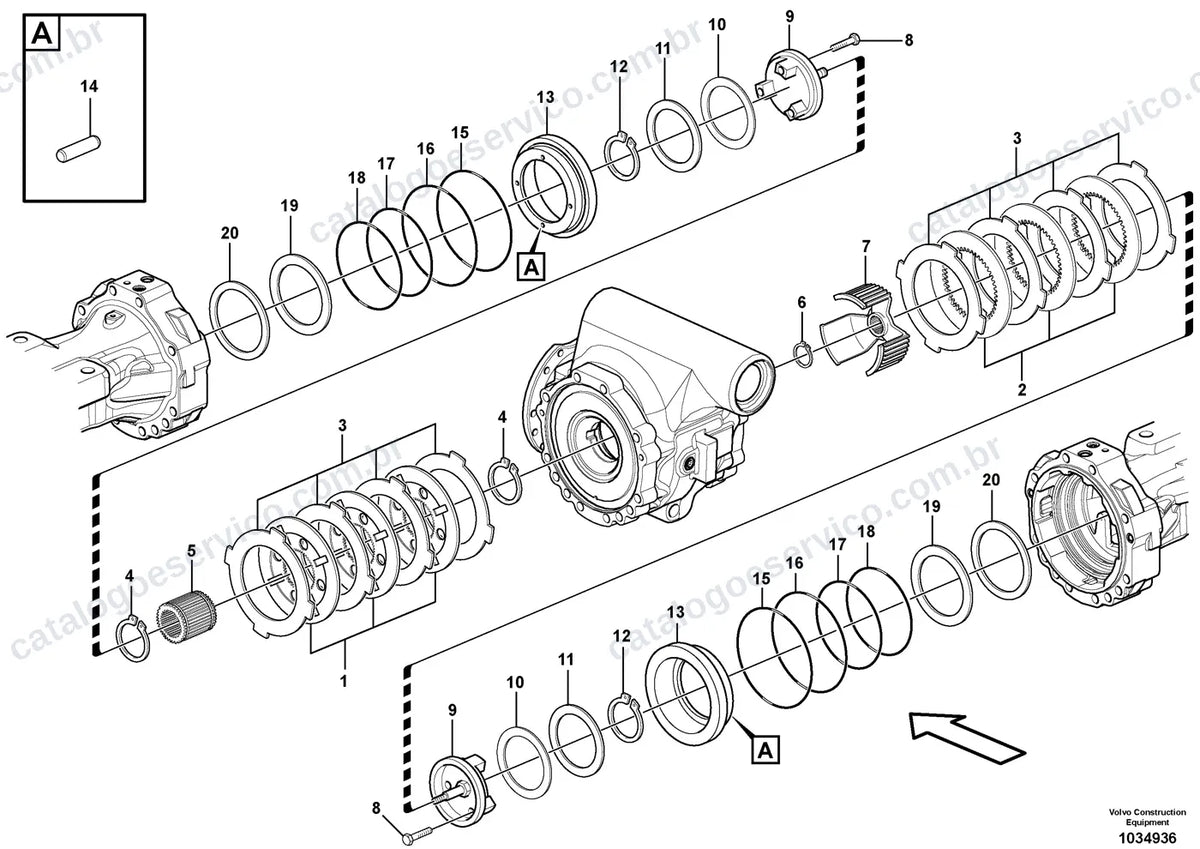 Vista explodida – freios – Catálogo de Peças Volvo L45H