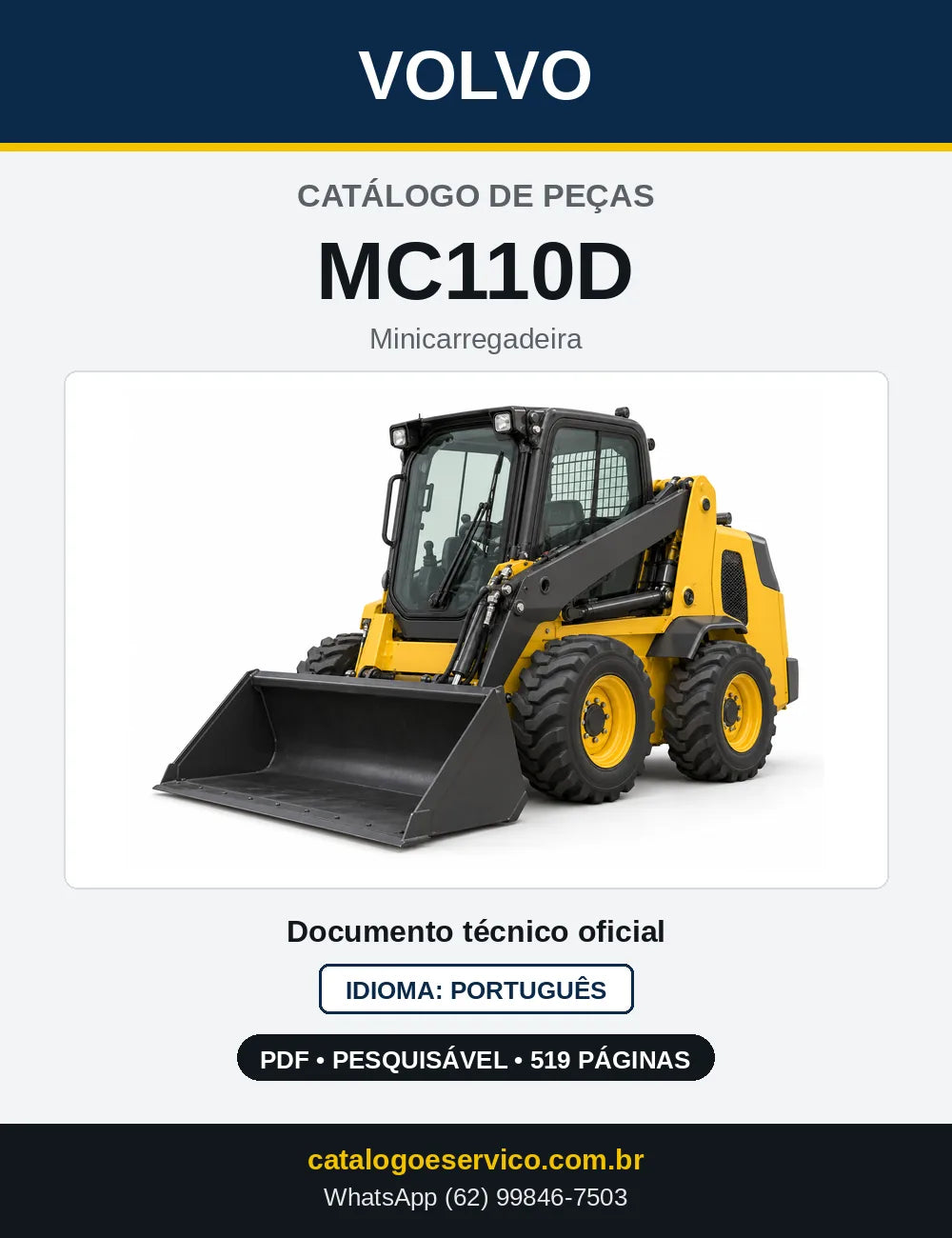 Capa do Catálogo de Peças Volvo MC110D – minicarregadeira