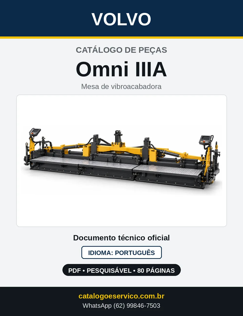 Capa do Catálogo de Peças Volvo Omni IIIA – mesa de vibroacabadora