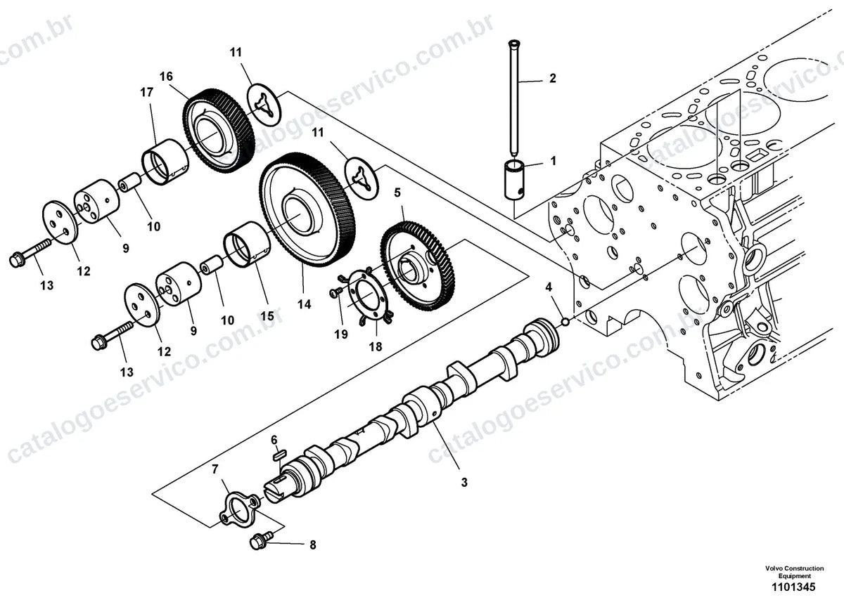 Vista explodida – motor – Catálogo de Peças Volvo P2820D