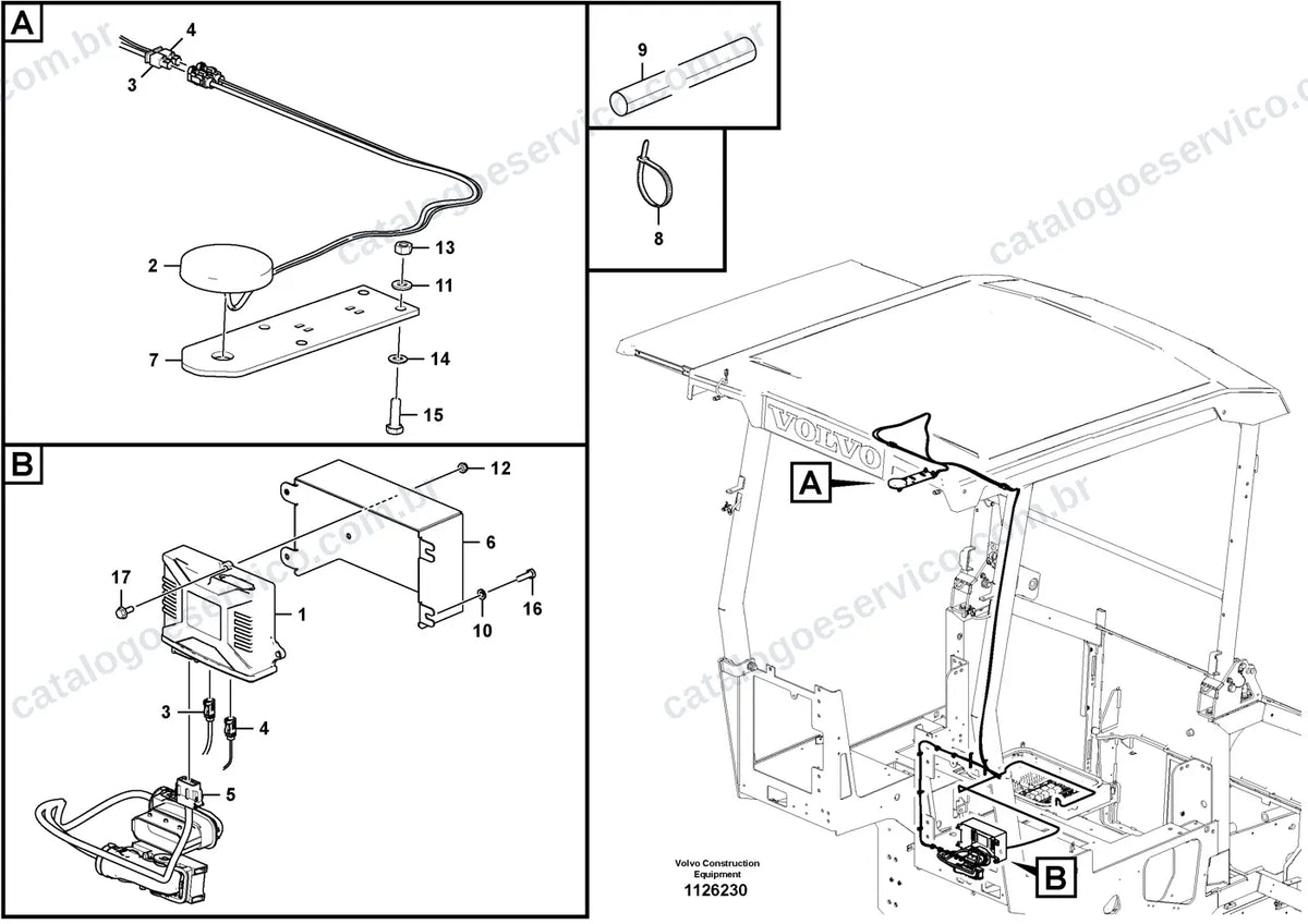 Vista explodida – sistema elétrico e eletrônico – Catálogo de Peças Volvo P2820D