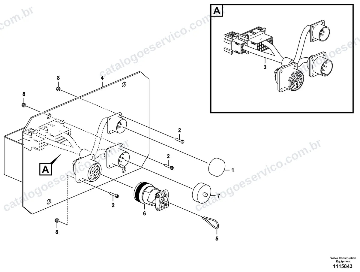 Vista explodida – sistema elétrico e eletrônico – Catálogo de Peças Volvo P4370D ABG