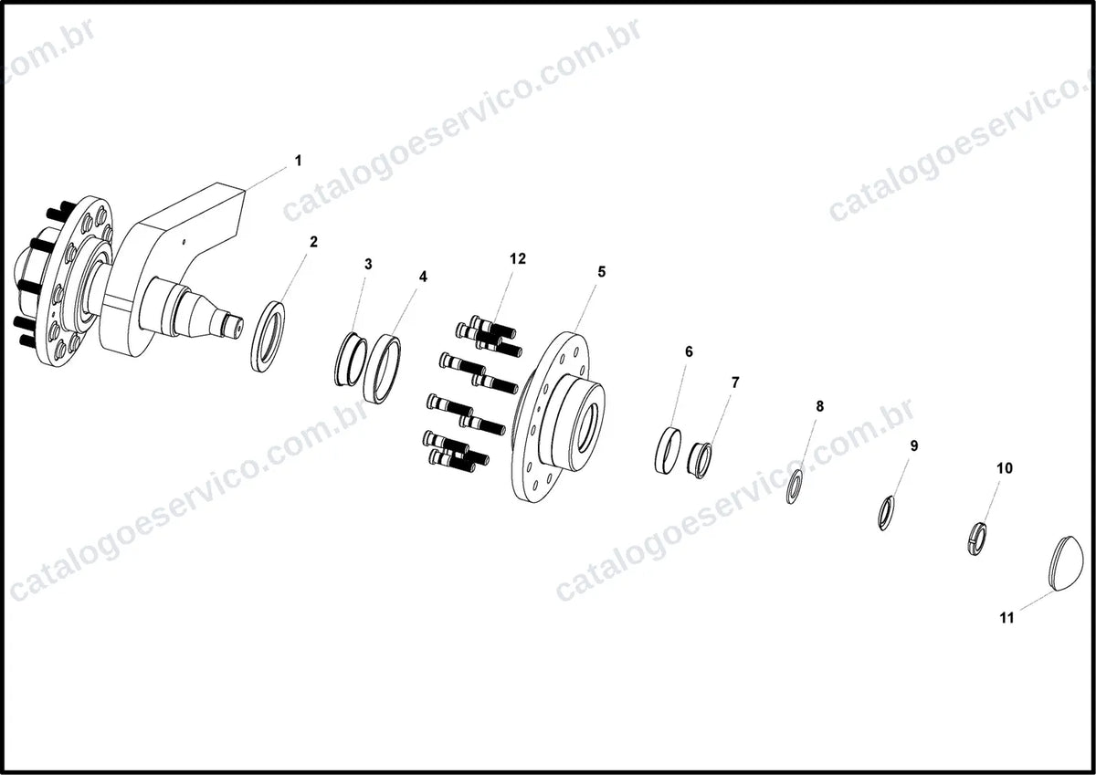 Vista explodida – chassi e material rodante – Catálogo de Peças Volvo P4410B