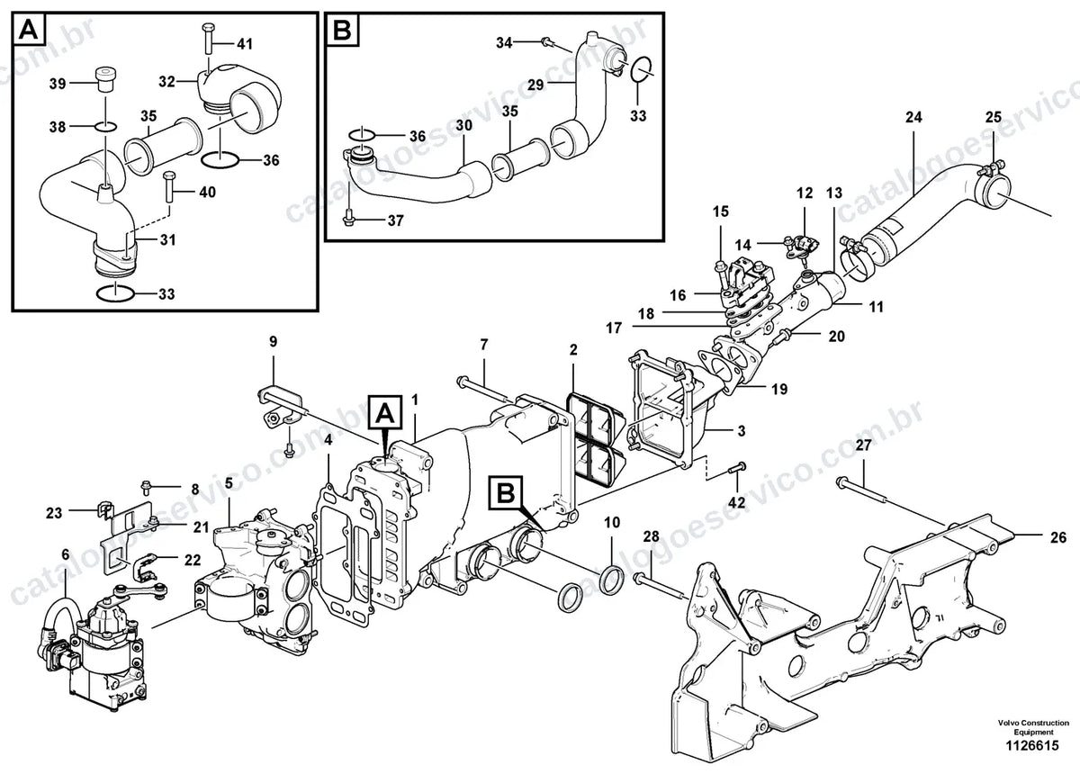 Vista explodida – motor – Catálogo de Peças Volvo P5110B