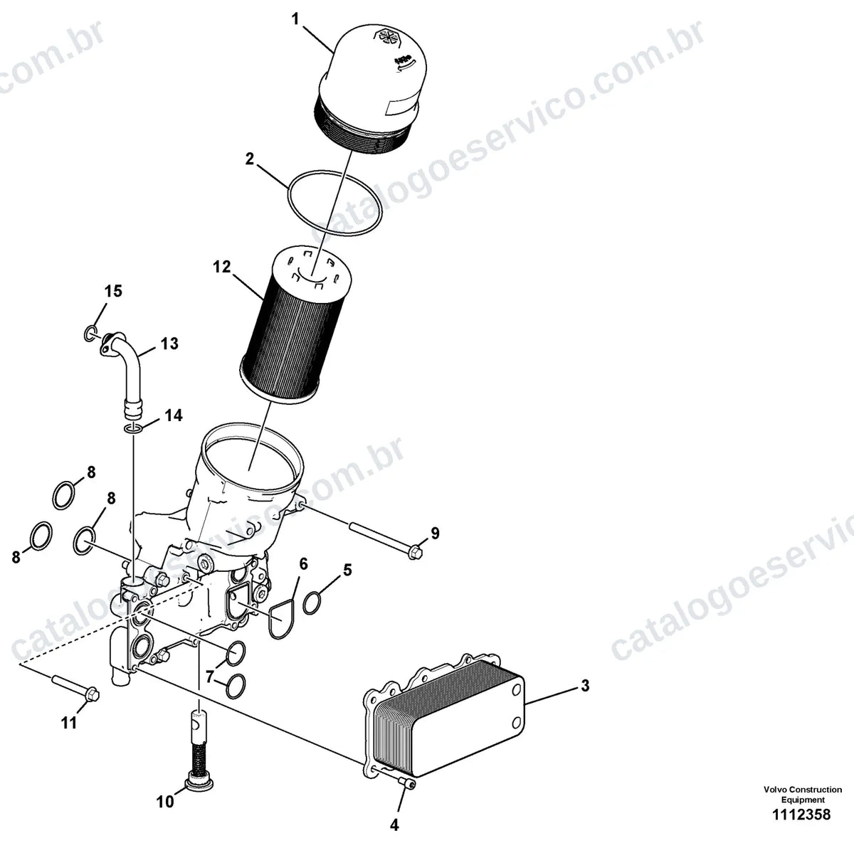 Vista explodida – motor – Catálogo de Peças Volvo P5320D ABG