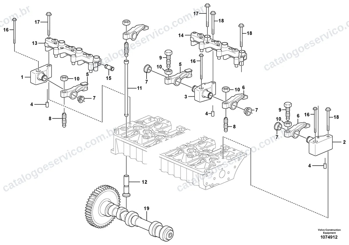 Vista explodida – motor – Catálogo de Peças Volvo P6820D (P6820D, L e LC4)